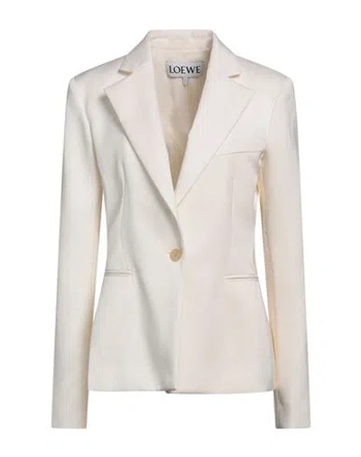 Loewe Woman Blazer Ivory Size 8 Wool, Silk, Polyamide, Elastane, Cotton In White