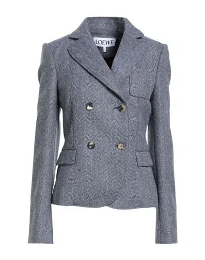 Loewe Woman Blazer Navy Size 6 Wool In Blue