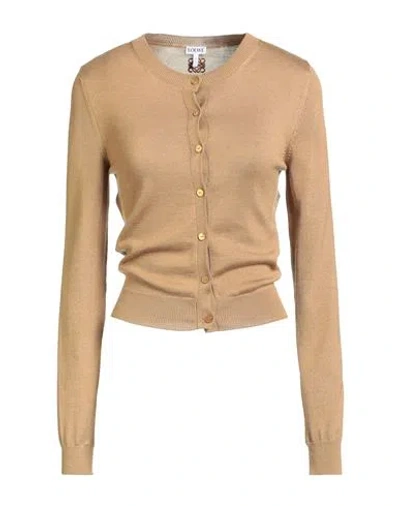 Loewe Woman Cardigan Camel Size L Cashmere, Silk
