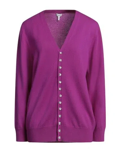 Loewe Woman Cardigan Purple Size M Cashmere
