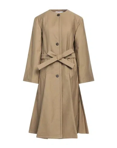 Loewe Woman Coat Camel Size 6 Cotton, Calfskin In Neutral