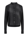 Loewe Pleated Bib Front Denim Cropped Shirt In Black