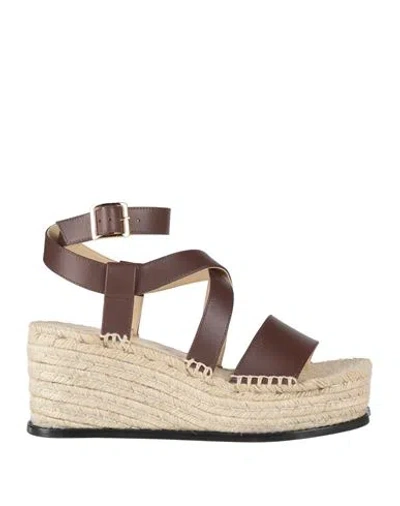 Loewe Woman Espadrilles Dark Brown Size 8 Leather