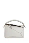 Loewe Mini Puzzle Edge Leather Shoulder Bag In Grey