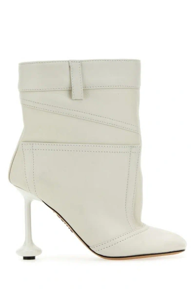 LOEWE LOEWE WOMAN IVORY NAPPA LEATHER TOY ANKLE BOOTS