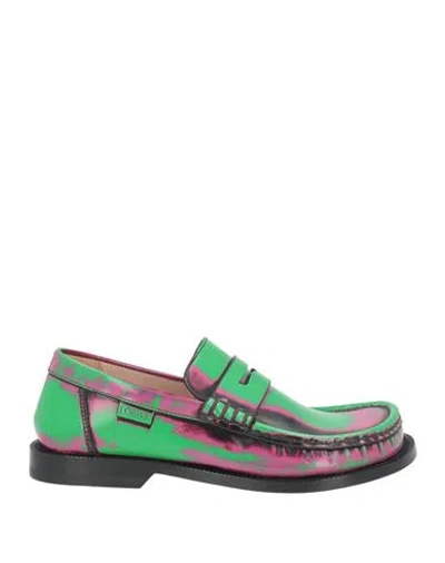Loewe Woman Loafers Green Size 7 Leather