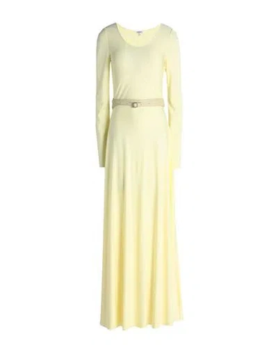 Loewe Woman Maxi Dress Light Yellow Size 4 Viscose, Lambskin