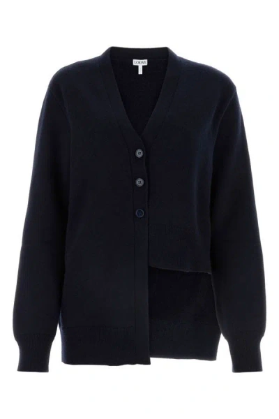 Loewe Button-fastening Asymmetric Cardigan In Blue