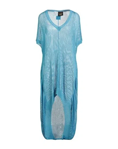 Loewe Woman Mini Dress Azure Size M Viscose, Elastane In Blue