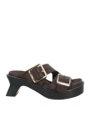 Loewe Ease Heel Slide 90 Sandals With Contrast Stitching In Brown