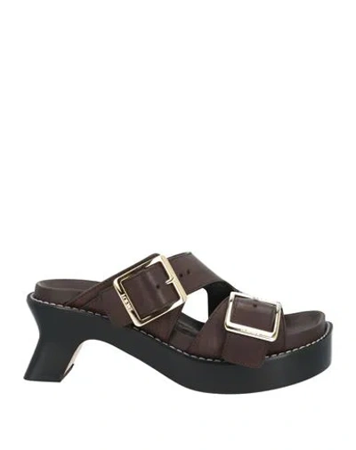 Loewe Woman Mules & Clogs Dark Brown Size 10 Leather
