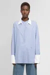 Loewe Blue Cotton Deconstructured Shirt In Multicolor