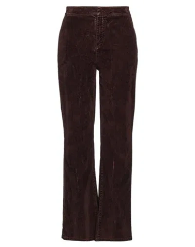 Loewe Woman Pants Dark Brown Size 10 Cotton, Elastane