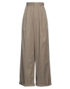 Loewe Woman Pants Khaki Size 6 Cotton, Silk, Polyester In Sand