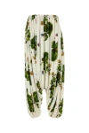 Loewe Leaf-print Draped Wide-leg Trousers In Multicolor
