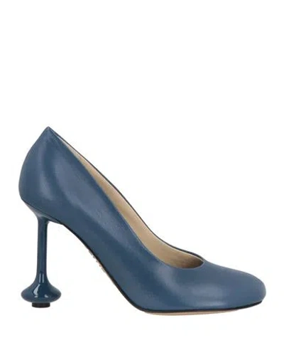 Loewe Woman Pumps Blue Size 7 Soft Leather