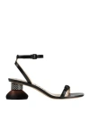 Loewe Petal Brush Crystal-embellished Leather Sandals In Black