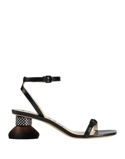 LOEWE LOEWE WOMAN SANDALS BLACK SIZE 10 LEATHER