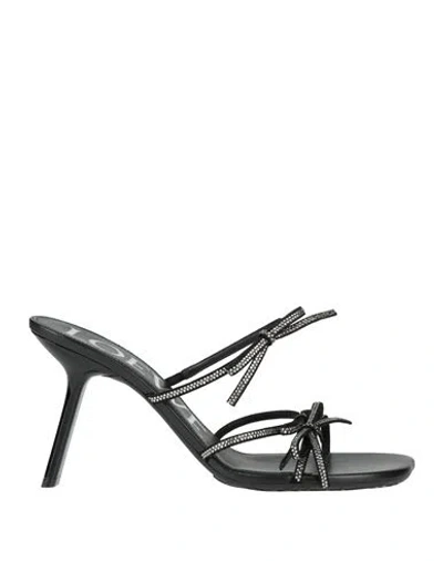 Loewe Woman Sandals Black Size 7 Leather In Animal Print