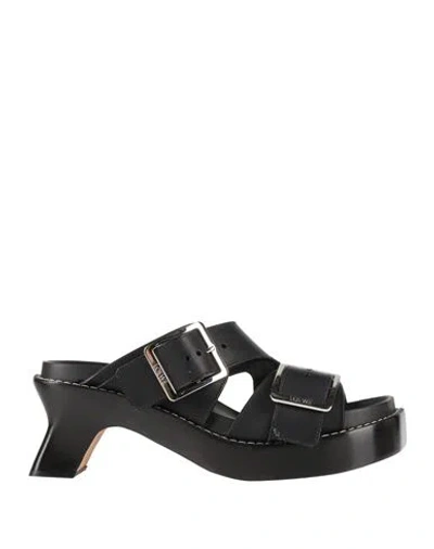 Loewe Ease Heel Slide 90 Sandals With Contrast Stitching In Black