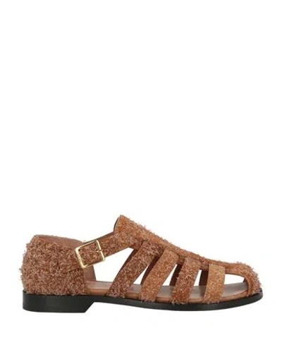 Loewe Woman Sandals Camel Size 8 Leather In Brown