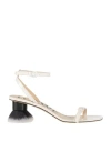 Loewe Petal Brush Leather Sandals In White