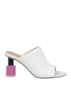 Loewe Leather Almond Toe Block Heel Sandals In White