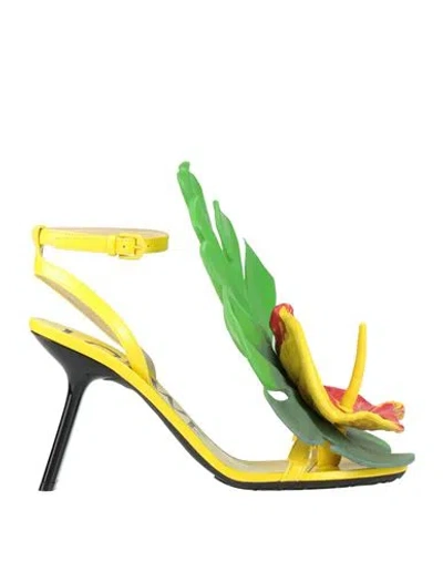 Loewe Woman Sandals Yellow Size 8 Leather