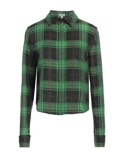 Loewe Woman Shirt Green Size 10 Cotton, Silk, Polyester