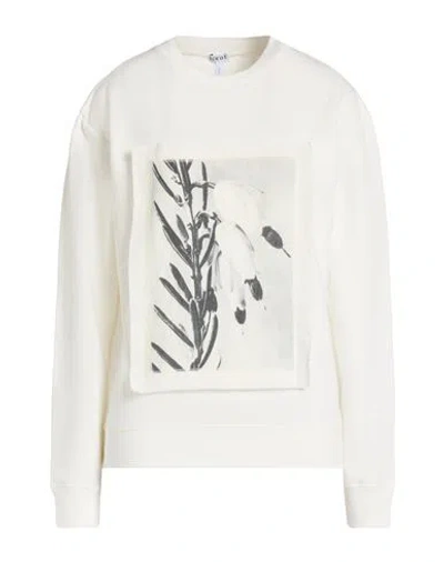 Loewe Woman Sweatshirt White Size M Cotton, Linen In Animal Print