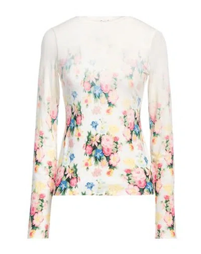 Loewe Stretch Modal T-shirt Floral Pattern In Whitemulticolor