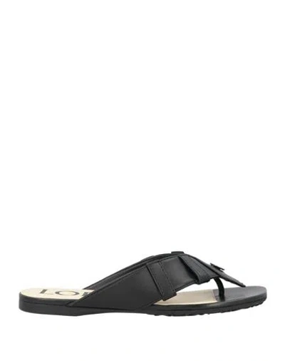 Loewe Woman Thong Sandal Black Size 8 Leather