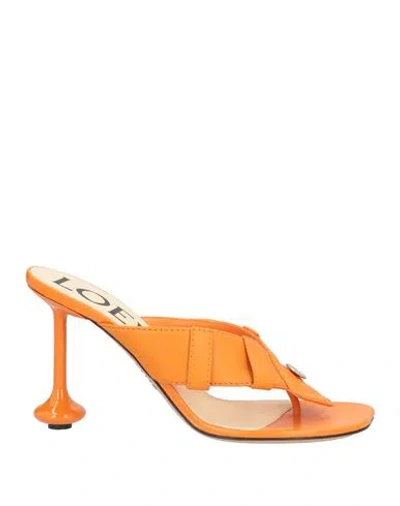Loewe Woman Thong Sandal Orange Size 5 Leather