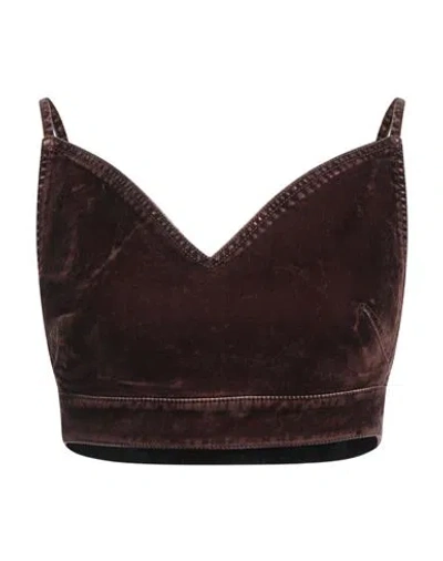 LOEWE LOEWE WOMAN TOP CHOCOLATE BROWN SIZE 6 COTTON, ELASTANE