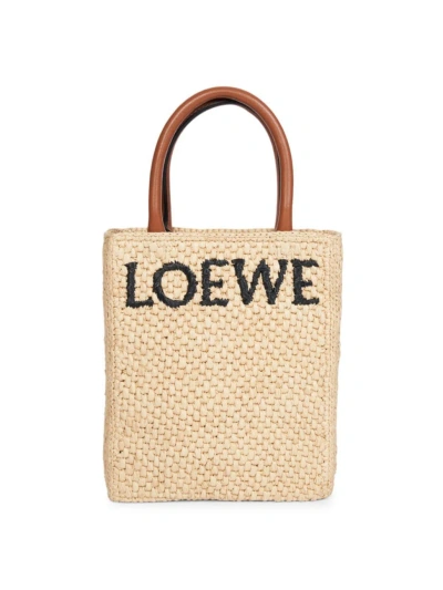 Loewe Women's A5 Raffia & Leather Tote Bag In Natural