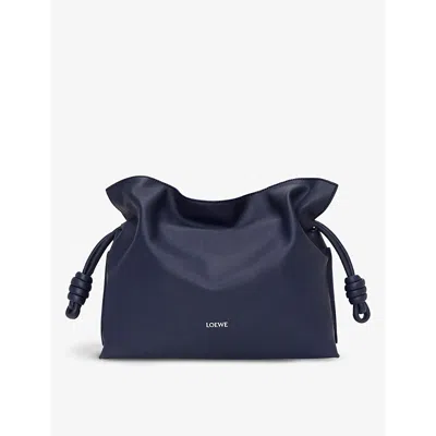 Loewe Women's Abyss Blue Flamenco Logo-embossed Knotted Leather Clutch Bag