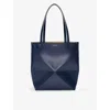 Loewe Puzzle Fold Large Tote Bag In Shiny Leather In Abyss Blue