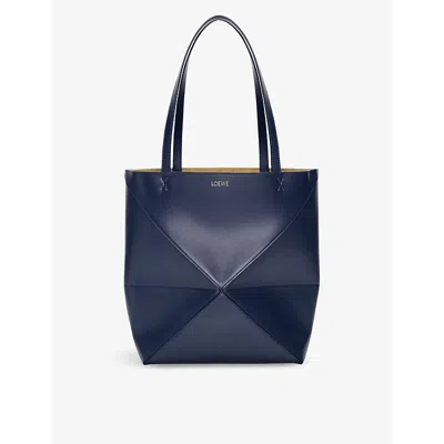 Loewe Borsa Shopping Puzzle Fold Media In Pelle Blu  Donna