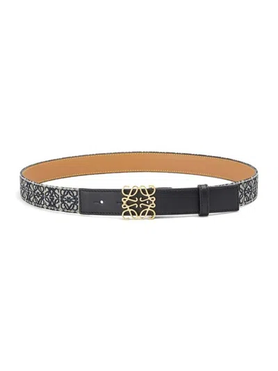 Loewe Women's Anagram 2cm Belt In Black Gold