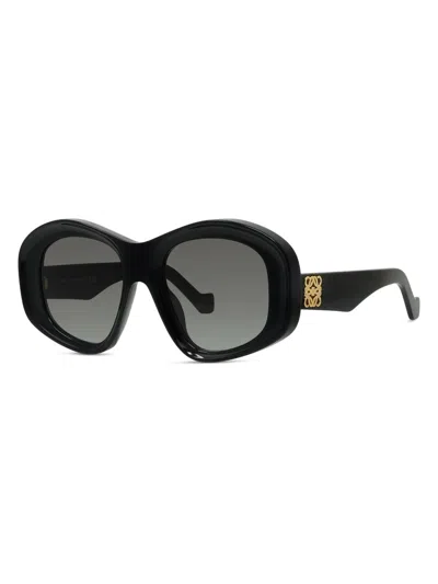 Loewe Anagram 51mm Beveled Acetate Pentagon Sunglasses In Black