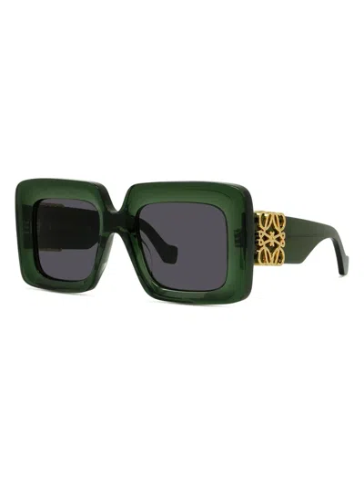 Loewe Women's Anagram 51mm Rectangular Sunglasses In Green