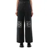 Loewe Women's Anagram Baggy Leather Trousers In Black