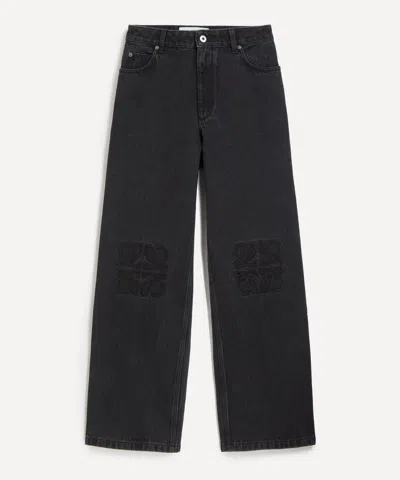 Loewe Women's Anagram Baggy Jeans In Black