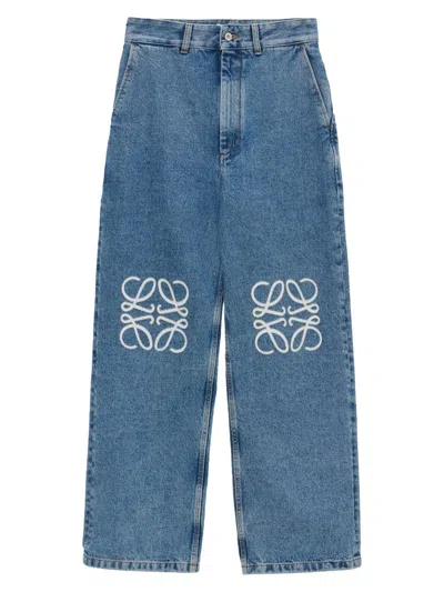 Loewe Women's Anagram Baggy Pants In Blue