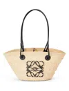 Loewe Small Anagram Basket Bag In Iraca Palm And Calfskin In Natblack