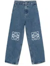 Loewe Cropped Jeans With Anagram Knee Detail In Multicolor