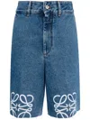 Loewe Women Anagram Denim Shorts In Blue