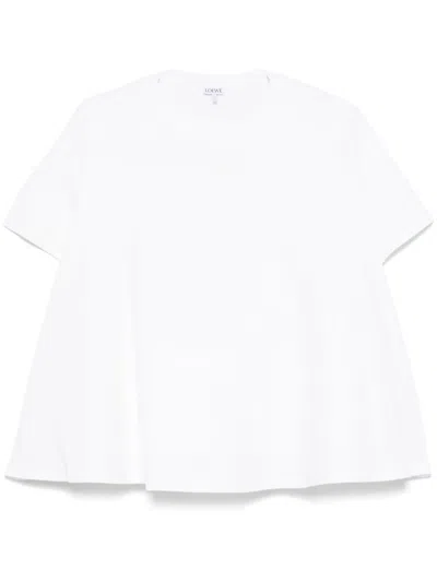 Loewe Women Anagram-embroidered Trapeze T-shirt In Silver