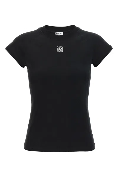 Loewe Women Anagram Embroidery T-shirt In Black