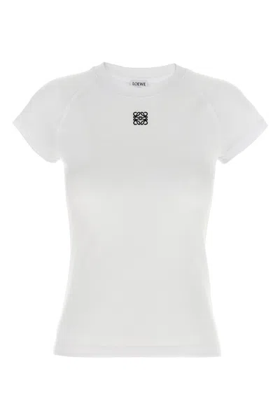 Loewe Women Anagram Embroidery T-shirt In White